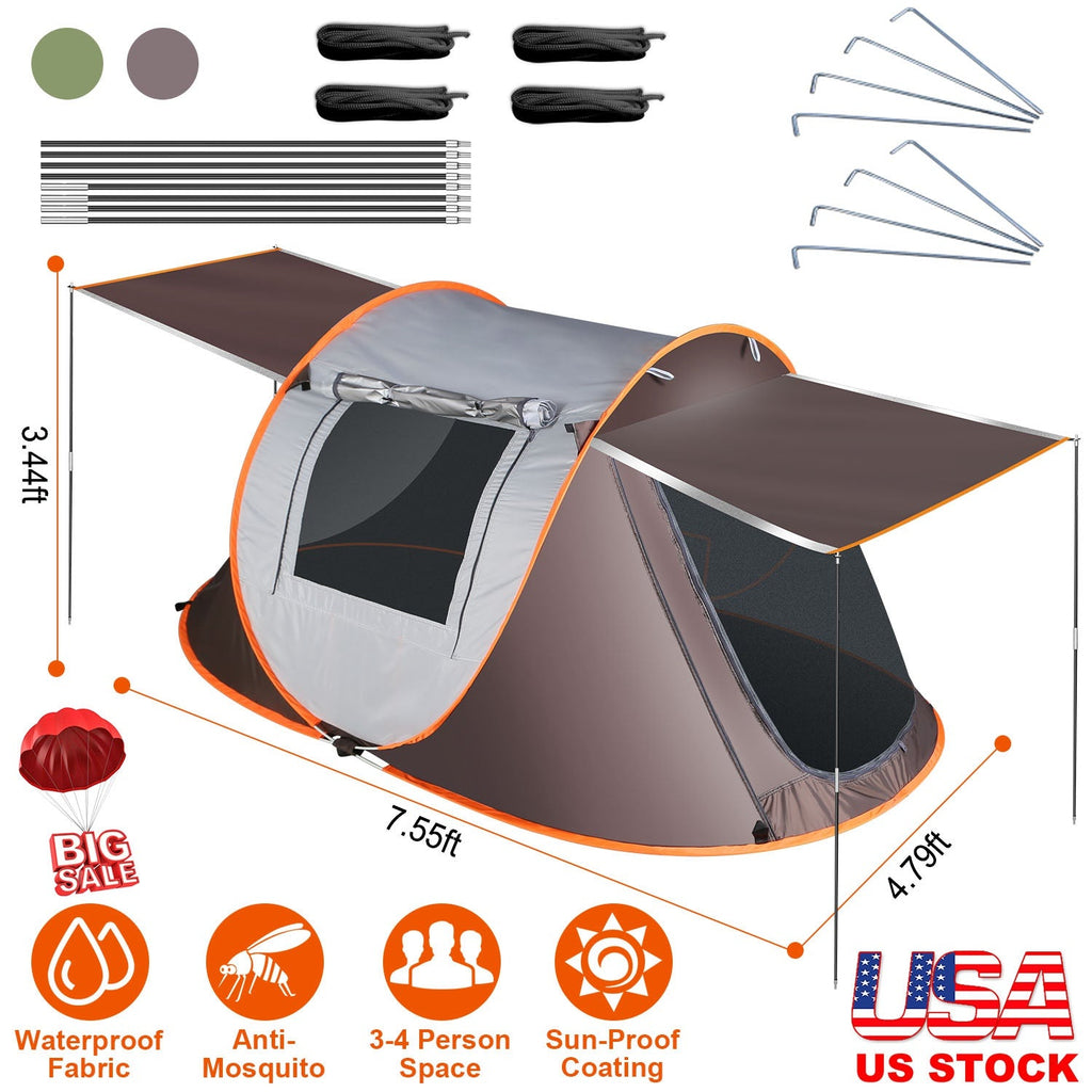 Instant Pop-Up Camping Tent – 3–4 or 5–8 Person, Waterproof