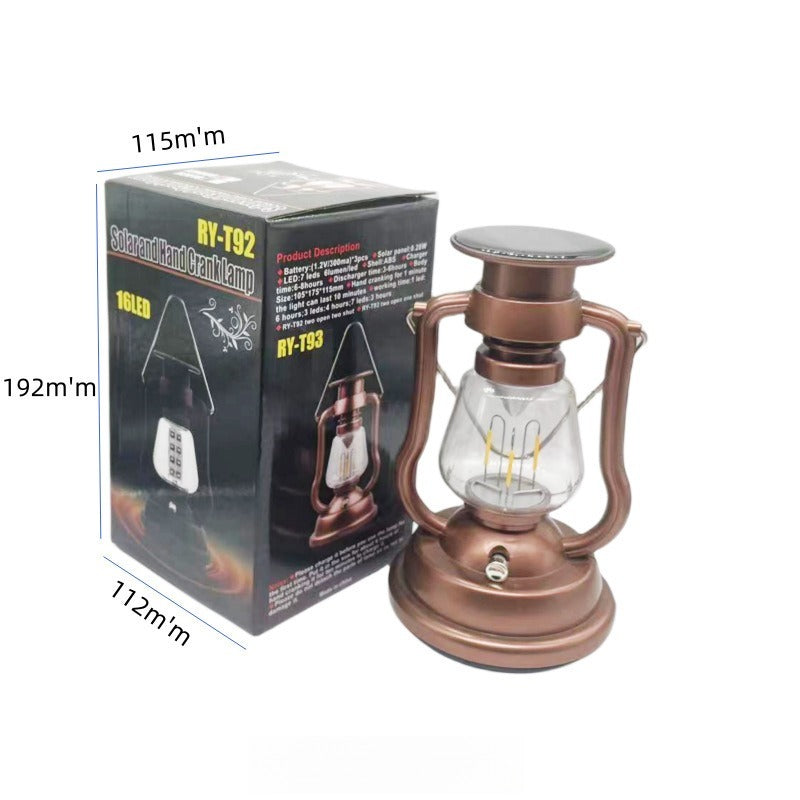 Vintage Hand-Crank Solar Camping Lantern