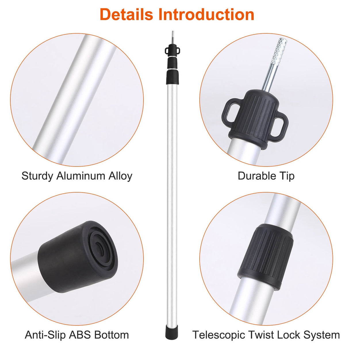 Telescoping Aluminum Tarp Poles (2-Pack) – Adjustable 3–7.5 ft