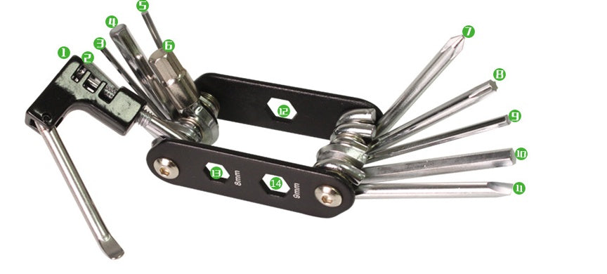 Bike Ride Repair Kit with Mini Pump & 14-in-1 Tool