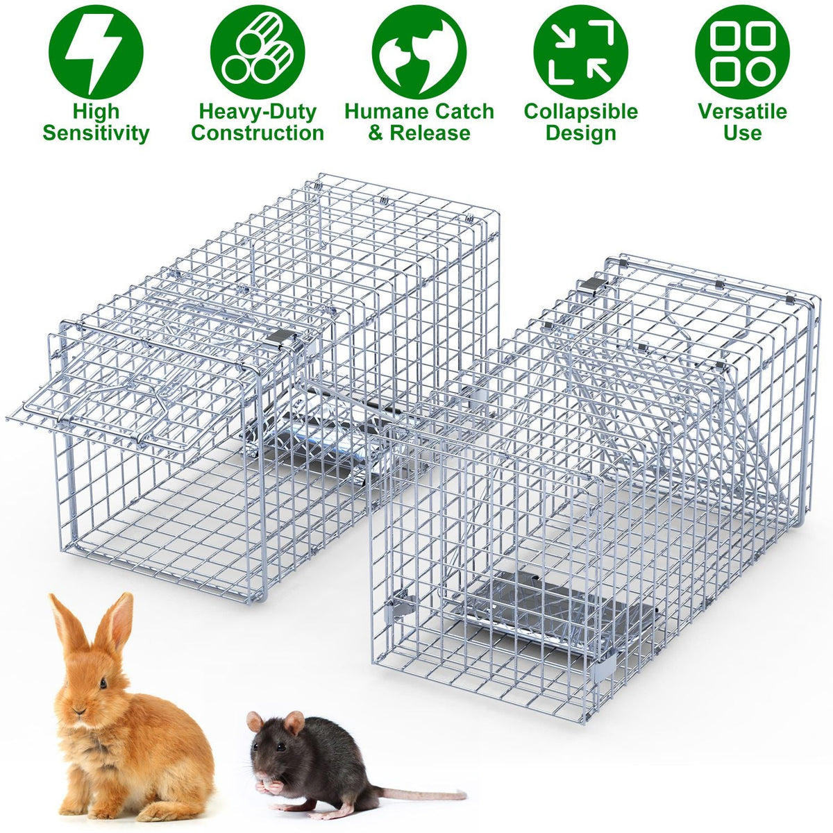Humane Live Animal Traps – 18" 2-Pack