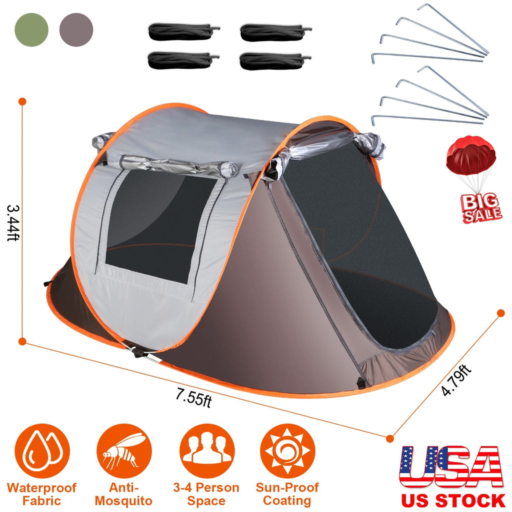 Instant Pop-Up Camping Tent – 3–4 or 5–8 Person, Waterproof