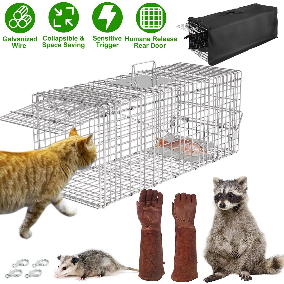 Humane Live Animal Trap with Waterproof Cover – 30.5"