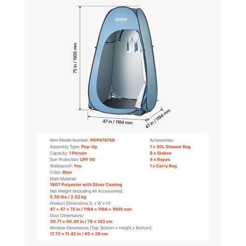 Pop-Up Privacy Shower Tent with Shower Bag