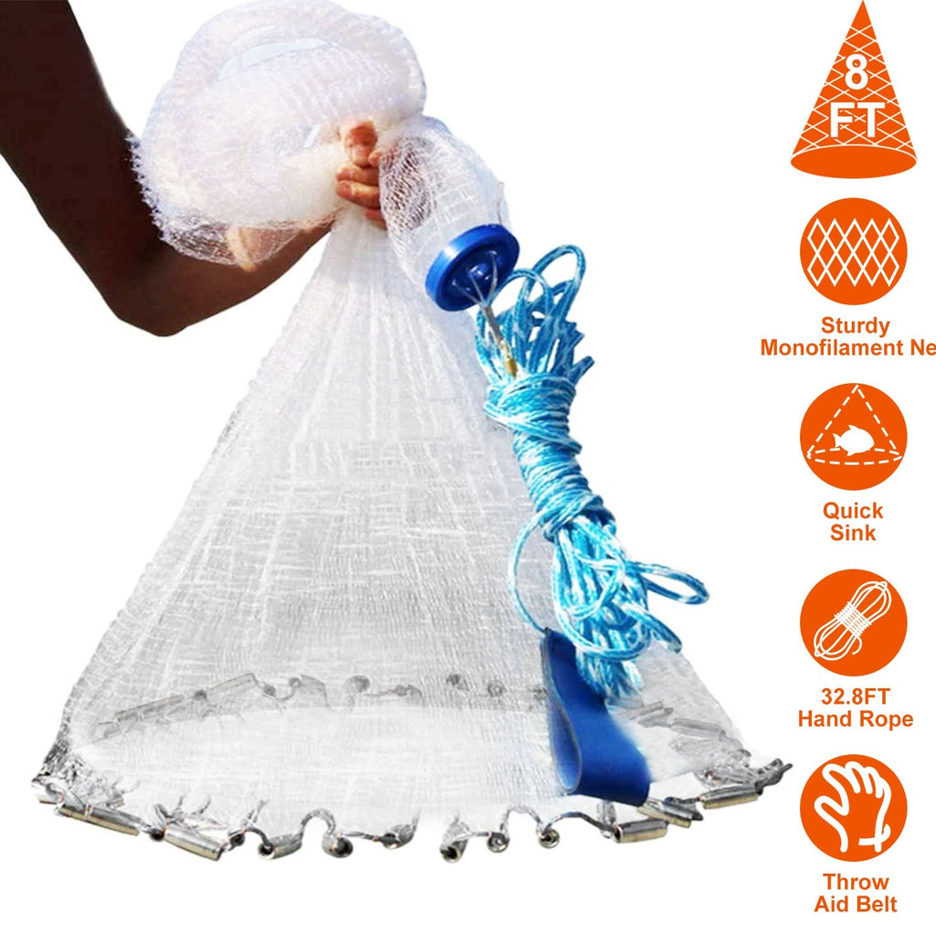 8 ft Bait Cast Net with Weighted Chain