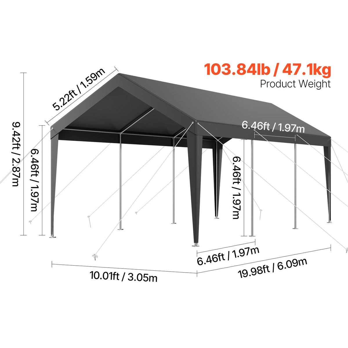 10x20 ft Heavy-Duty Portable Garage & Carport Shelter