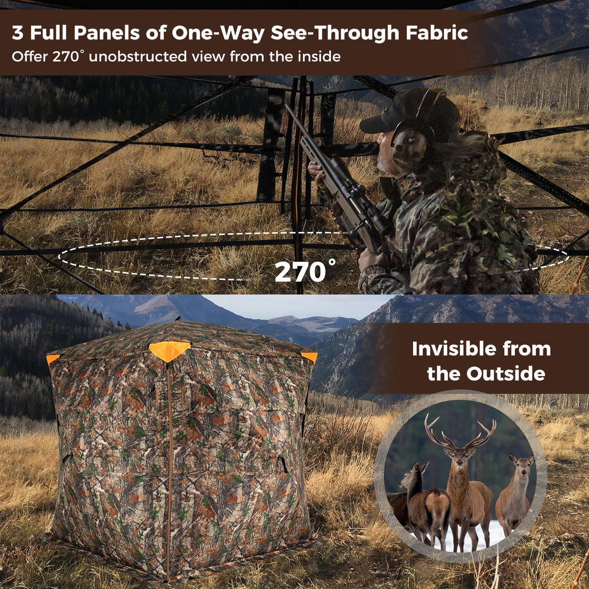 270° See-Through Pop-Up Hunting Blind – 3–4 Person