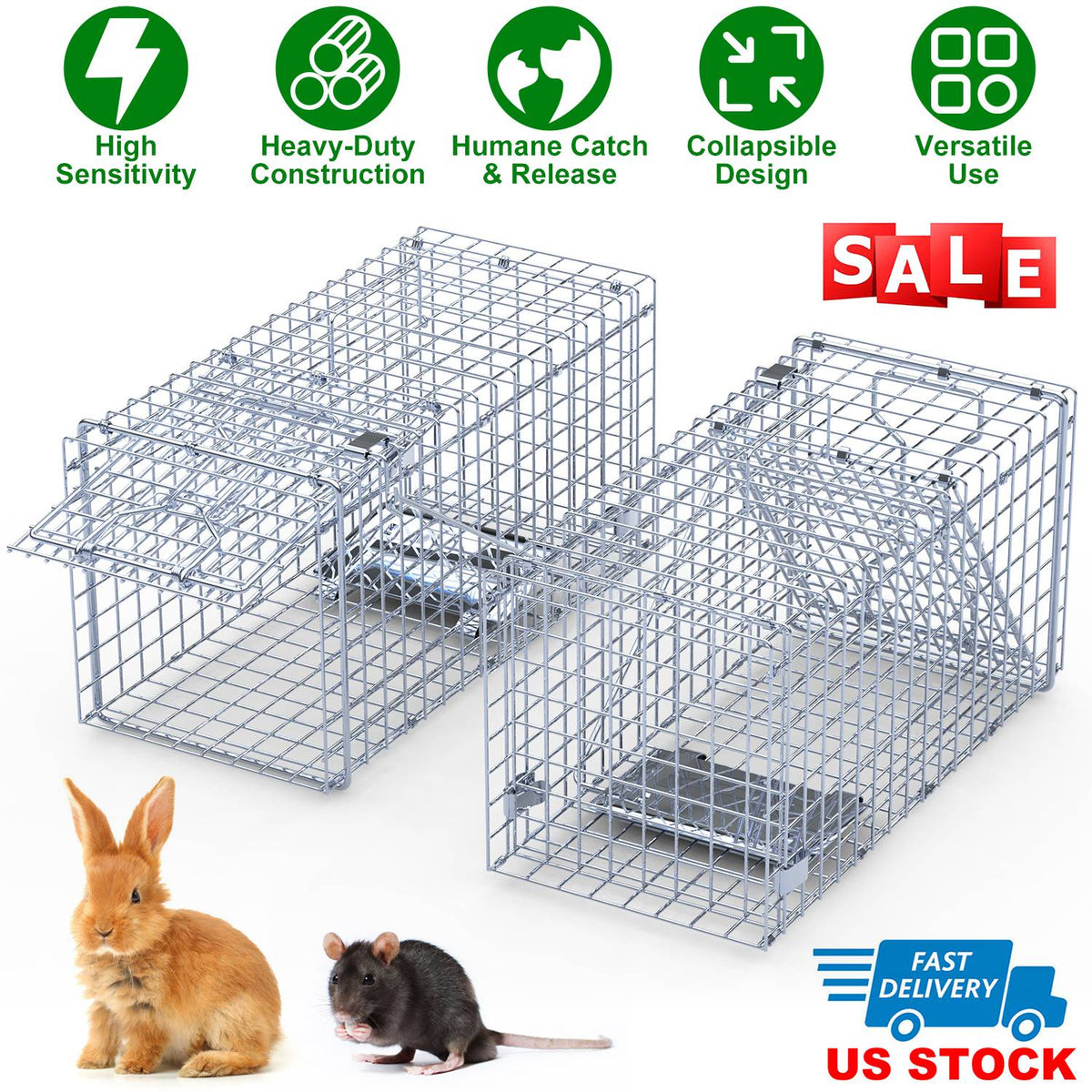 Humane Live Animal Traps – 18" 2-Pack