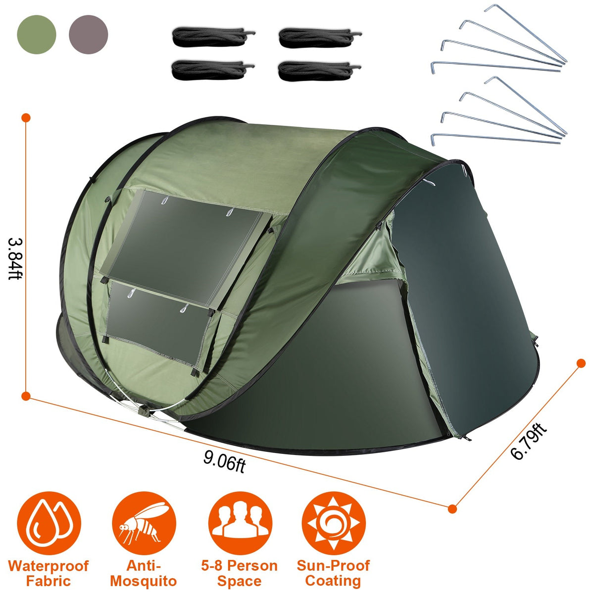 Instant Pop-Up Camping Tent – 3–4 or 5–8 Person, Waterproof