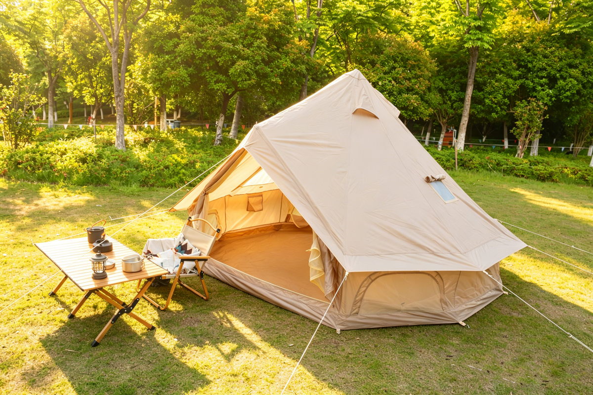 4–8 Person Oxford Bell Tent with Stove Jack – Beige or Green