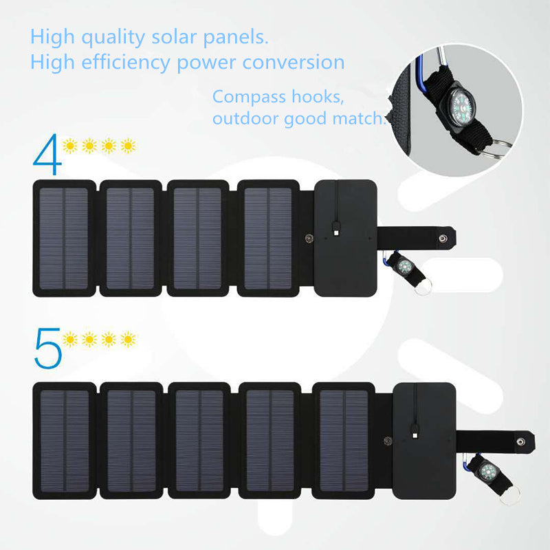 Folding Solar Panel Phone Charger – 4, 5 or 6 Panel