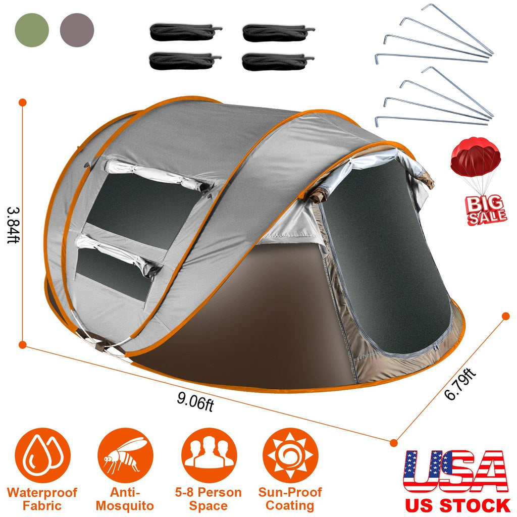 Instant Pop-Up Camping Tent – 3–4 or 5–8 Person, Waterproof