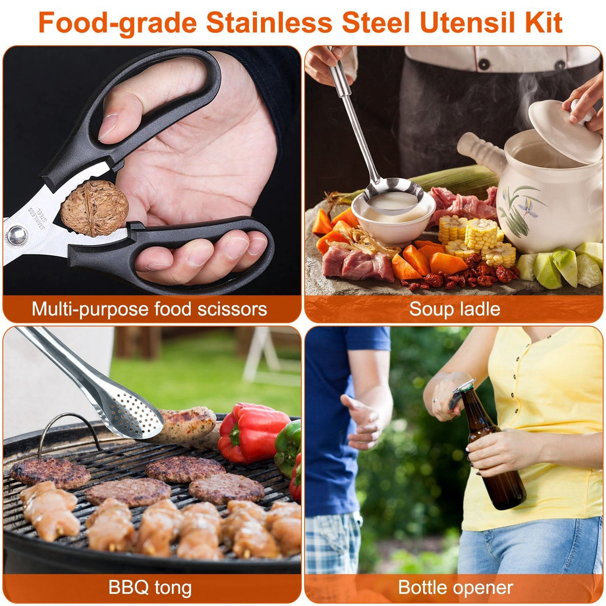 19-Piece Camp Kitchen Utensil Kit with Storage Bag