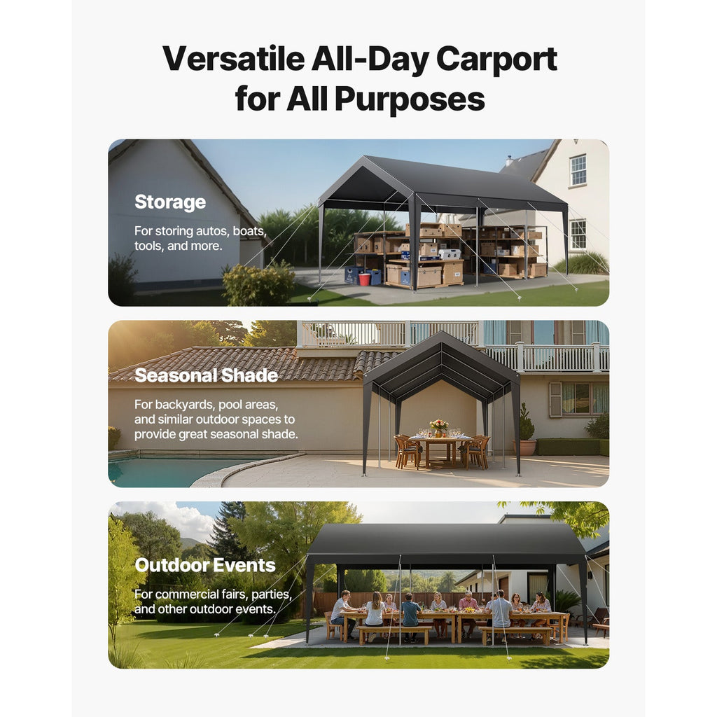10x20 ft Heavy-Duty Portable Garage & Carport Shelter