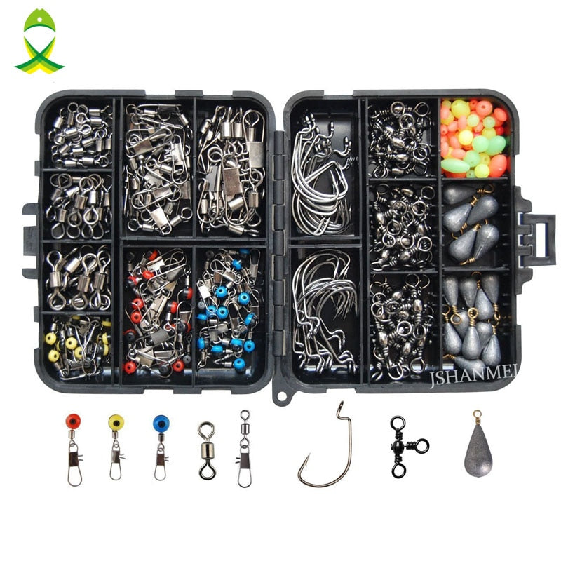 160-Piece Hooks, Sinkers & Swivels Kit with Tackle Box