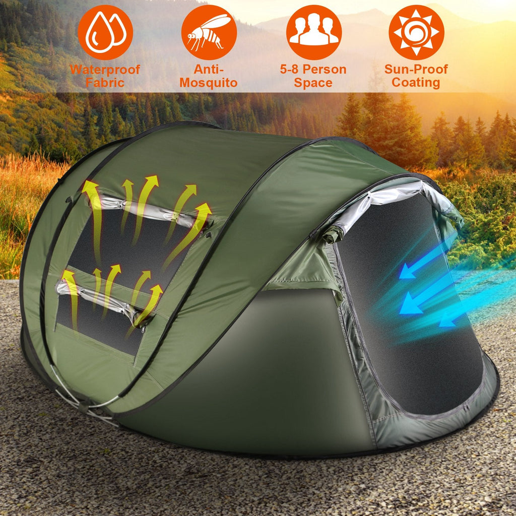 Instant Pop-Up Camping Tent – 3–4 or 5–8 Person, Waterproof