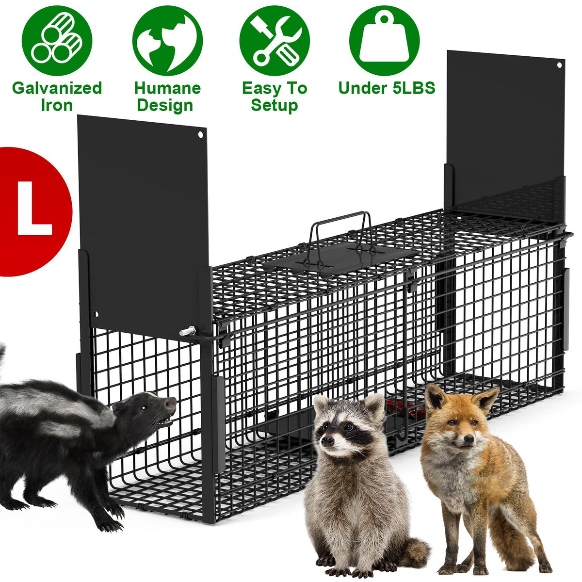Humane Live Animal Trap – 40" (Raccoon & Opossum)