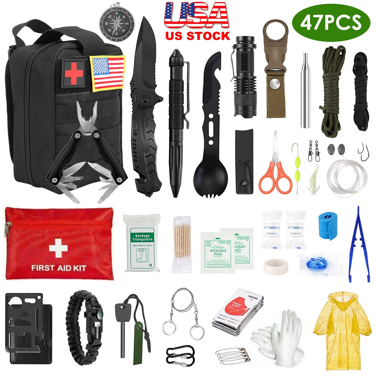 47-Piece Emergency Survival Kit with First Aid