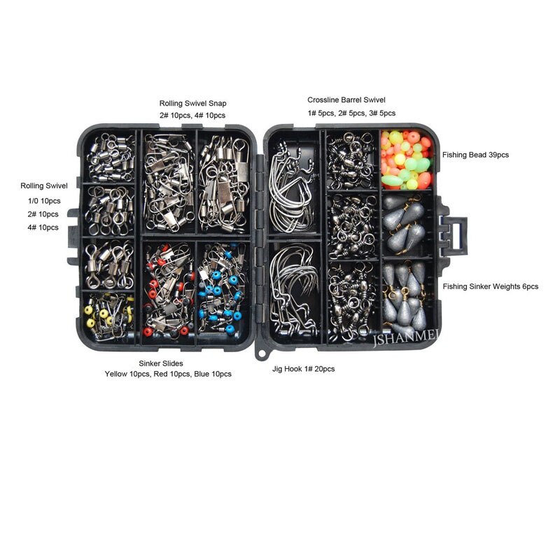 160-Piece Hooks, Sinkers & Swivels Kit with Tackle Box