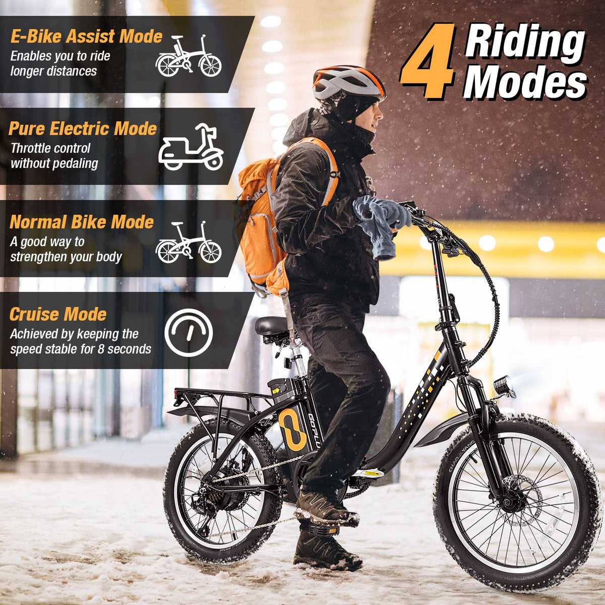 850W Folding Fat-Tire E-Bike – Snow, Sand & Trail Ready