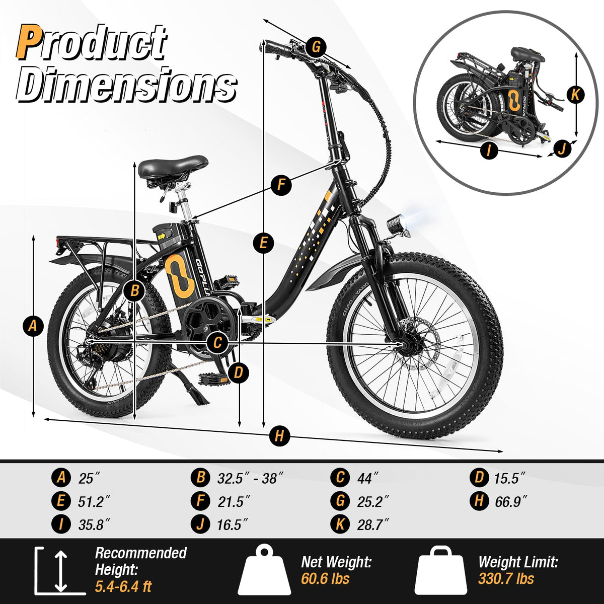 850W Folding Fat-Tire E-Bike – Snow, Sand & Trail Ready
