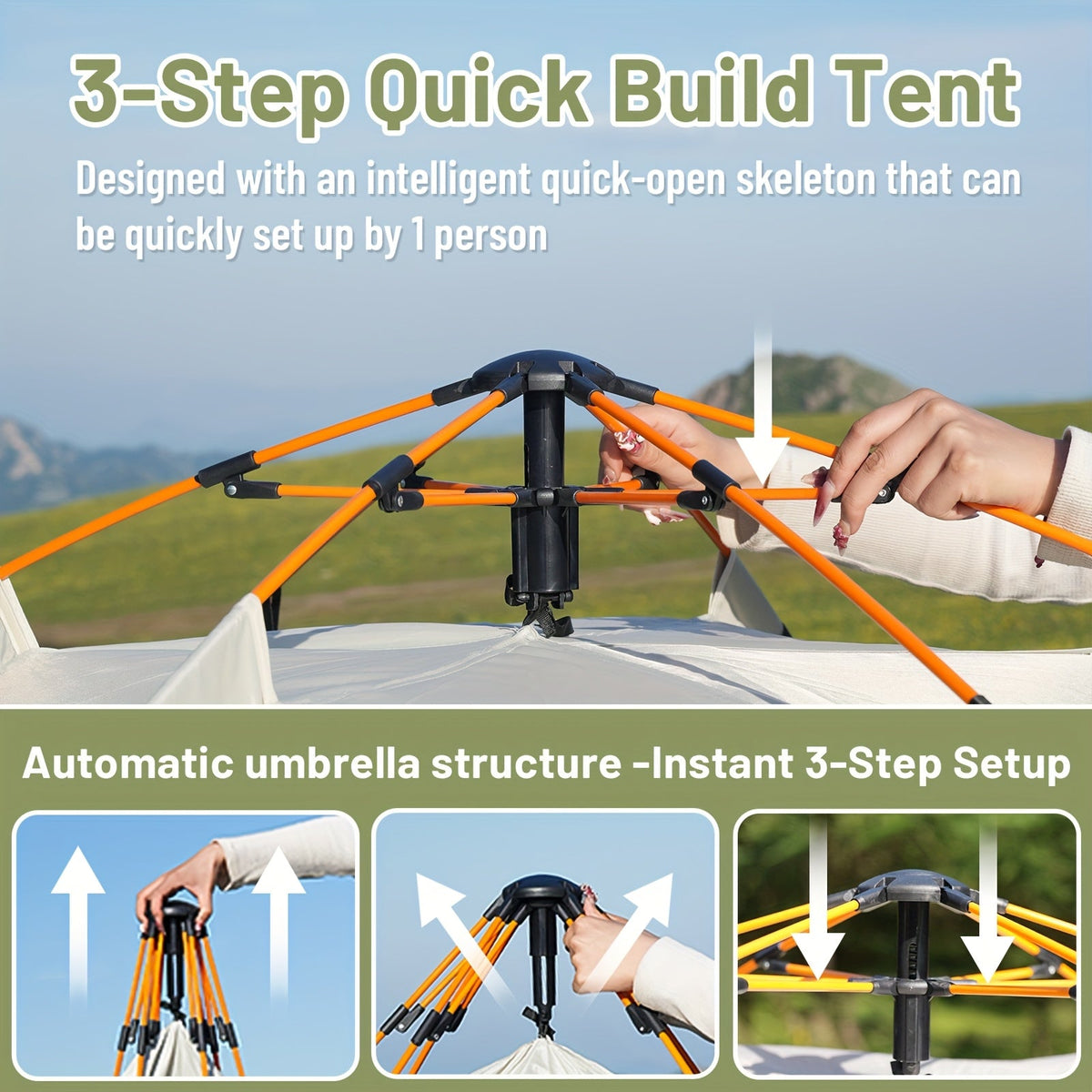 Quick-Setup Pop-Up Camping Tent – 1–3 or 3–4 Person
