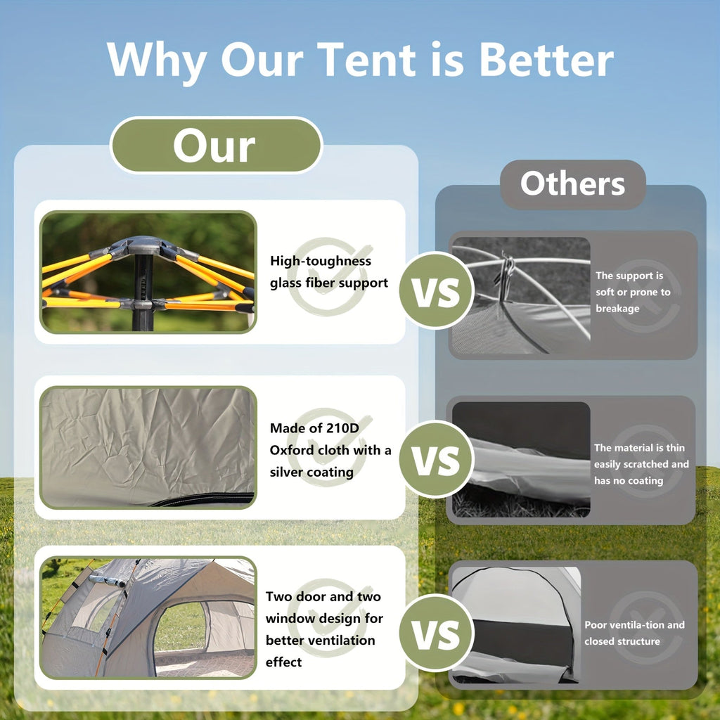 Quick-Setup Pop-Up Camping Tent – 1–3 or 3–4 Person