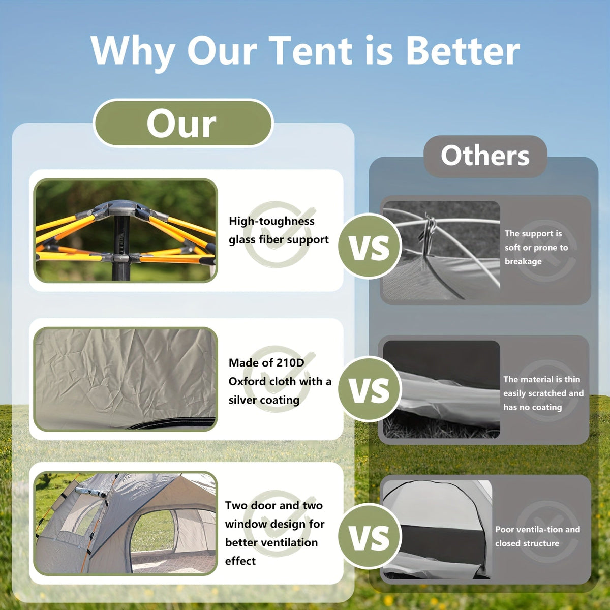 Quick-Setup Pop-Up Camping Tent – 1–3 or 3–4 Person