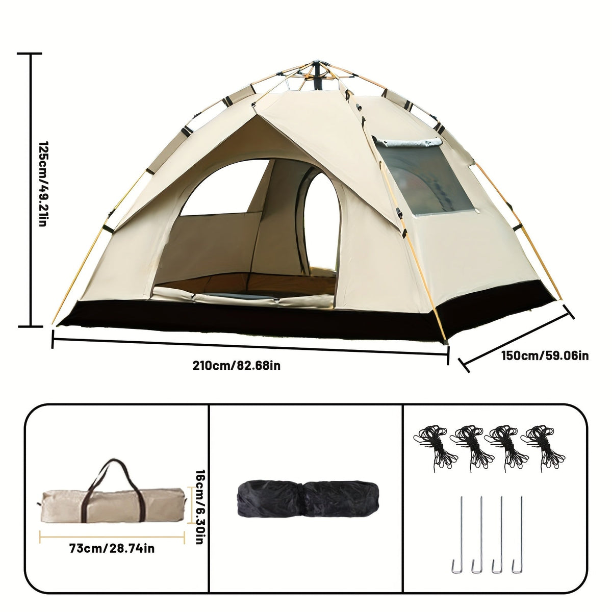 Quick-Setup Pop-Up Camping Tent – 1–3 or 3–4 Person