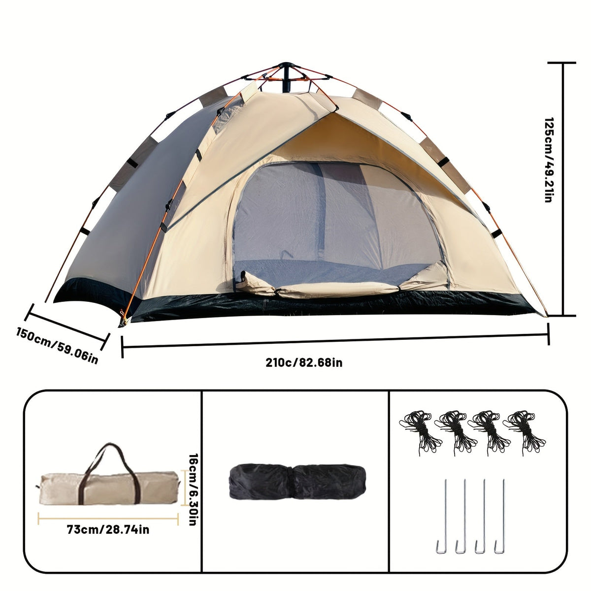 Quick-Setup Pop-Up Camping Tent – 1–3 or 3–4 Person