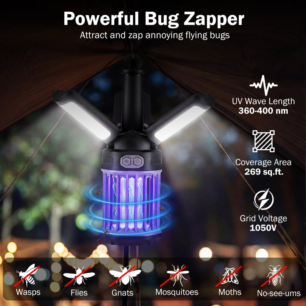 Rechargeable Bug Zapper Camping Lantern – 3 Modes, IPX6