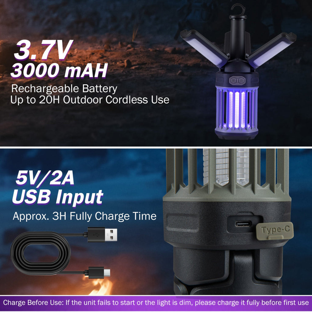 Rechargeable Bug Zapper Camping Lantern – 3 Modes, IPX6