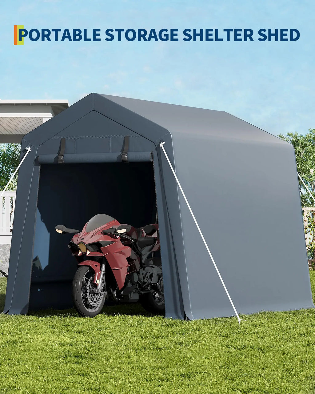 6x8 ft Heavy-Duty Portable Storage Shed – Steel Frame, Waterproof Cover