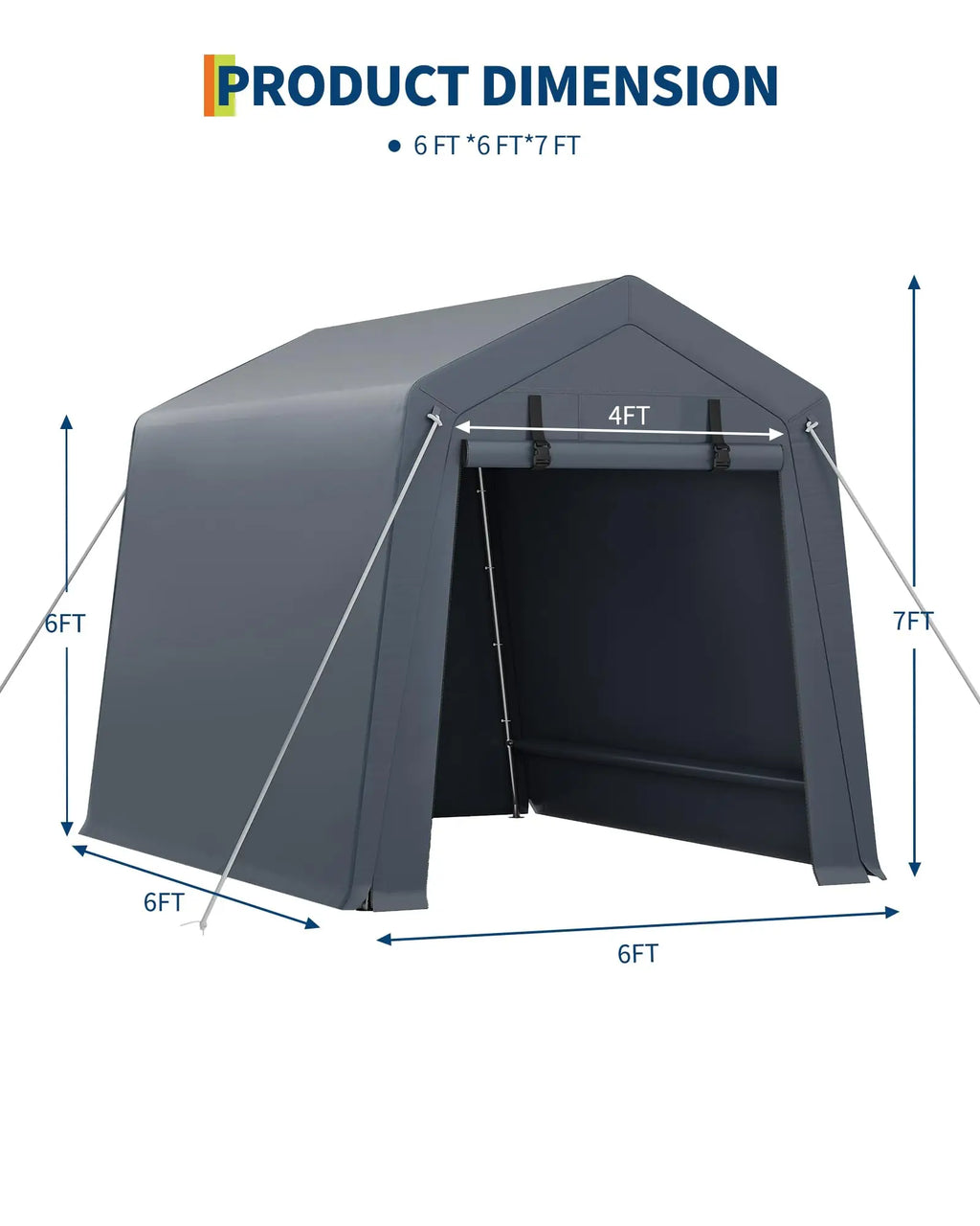 6x8 ft Heavy-Duty Portable Storage Shed – Steel Frame, Waterproof Cover