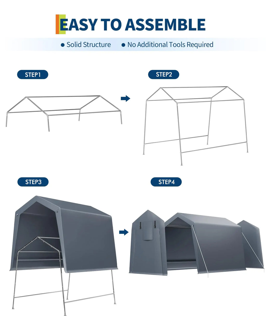 6x8 ft Heavy-Duty Portable Storage Shed – Steel Frame, Waterproof Cover
