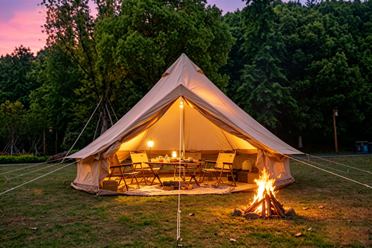 4–8 Person Oxford Bell Tent with Stove Jack – Beige or Green