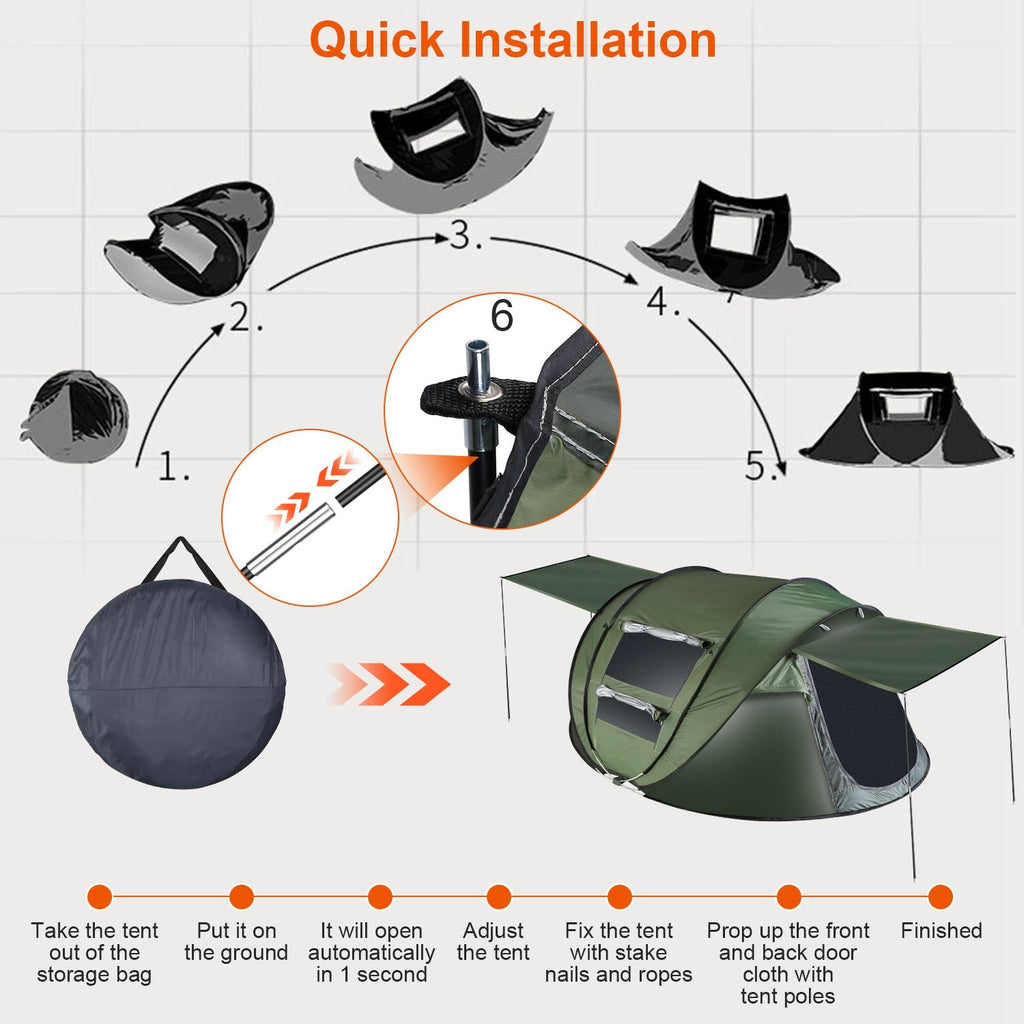 Instant Pop-Up Camping Tent – 3–4 or 5–8 Person, Waterproof