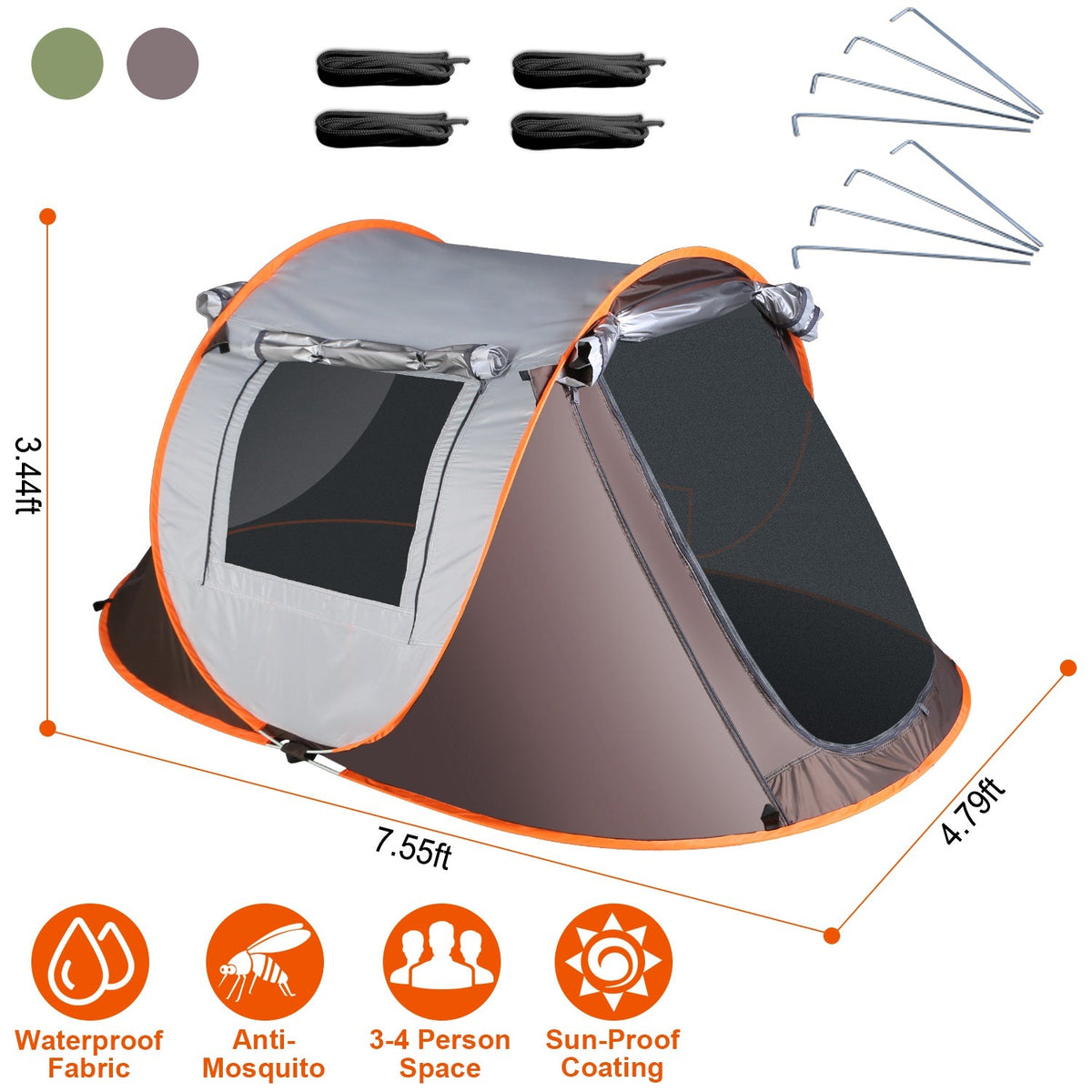 Instant Pop-Up Camping Tent – 3–4 or 5–8 Person, Waterproof
