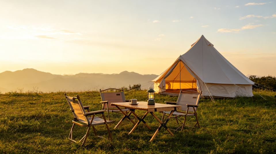 4–8 Person Oxford Bell Tent with Stove Jack – Beige or Green