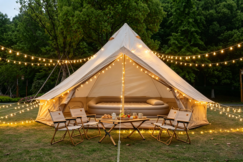4–8 Person Oxford Bell Tent with Stove Jack – Beige or Green