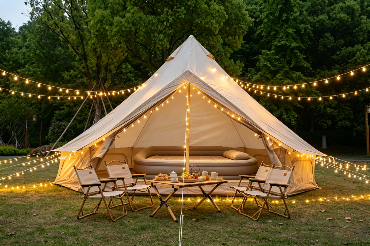 4–8 Person Oxford Bell Tent with Stove Jack – Beige or Green