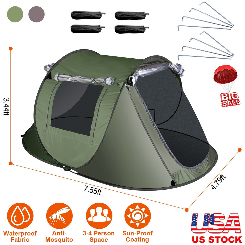 Instant Pop-Up Camping Tent – 3–4 or 5–8 Person, Waterproof