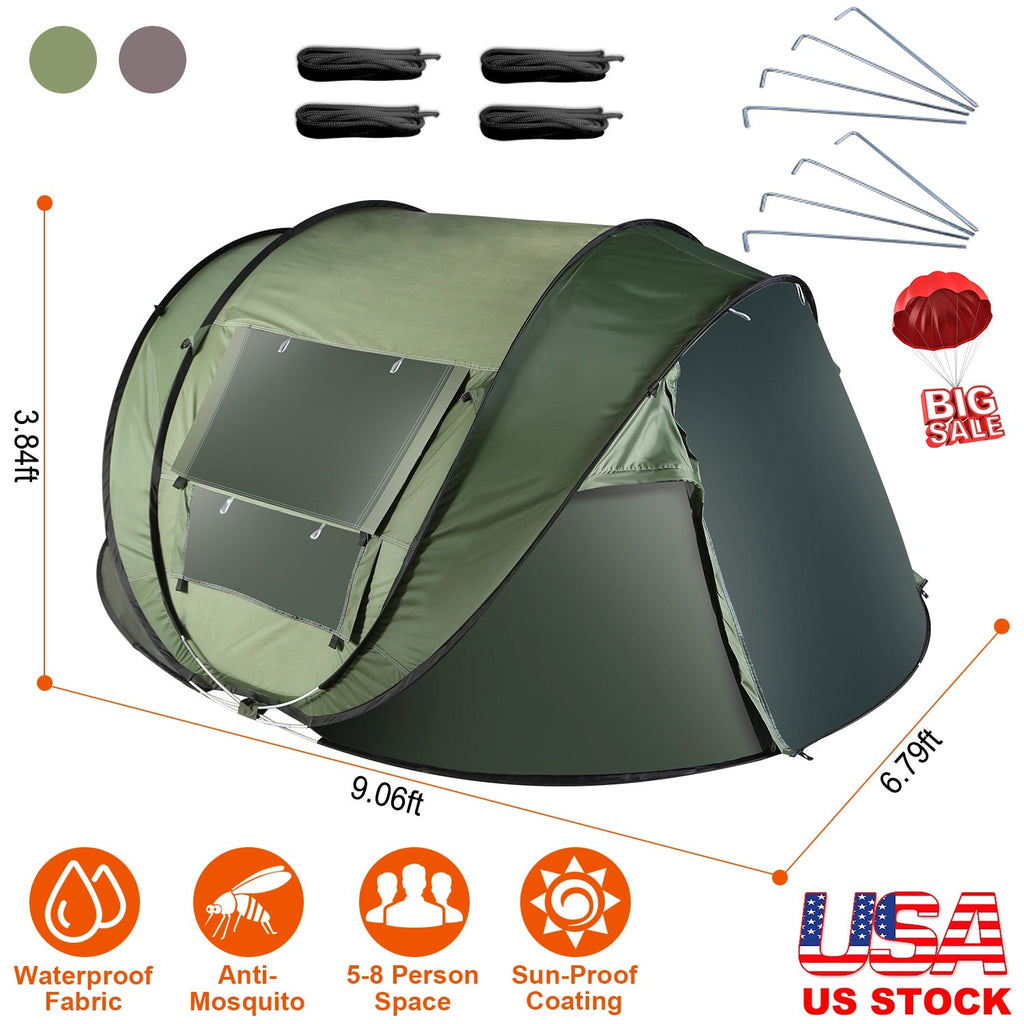 Instant Pop-Up Camping Tent – 3–4 or 5–8 Person, Waterproof