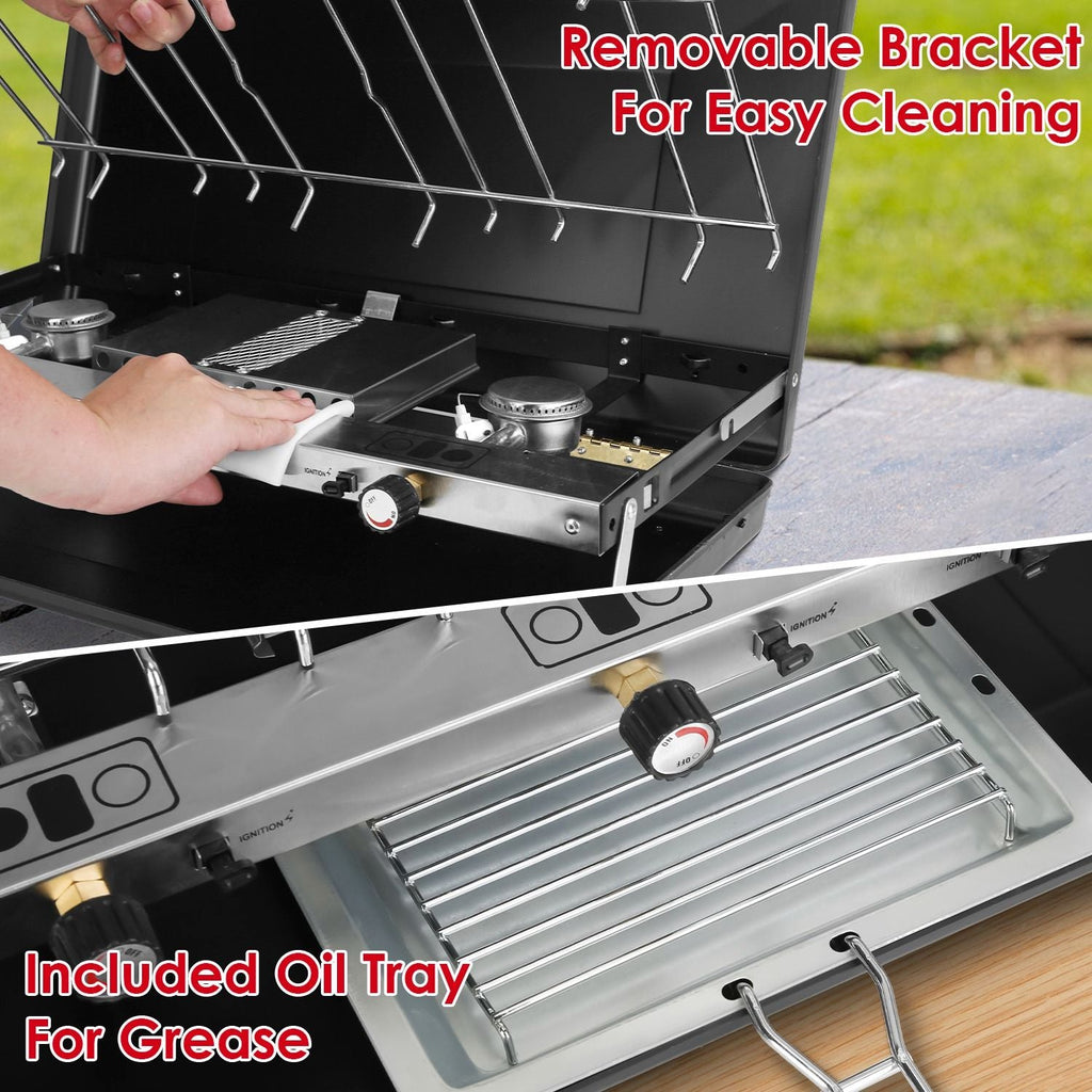 3-Burner Portable Propane Camp Stove – 20,500 BTU with Grill & Toast Tray