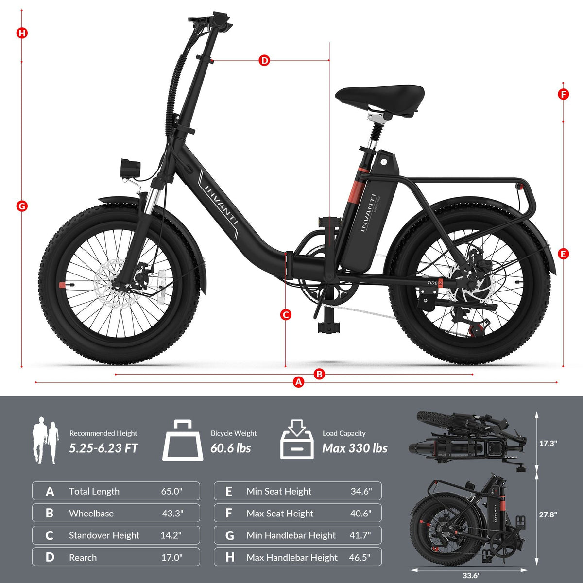 INVANTI EB11 500W Folding E-Bike – Shimano 7-Speed