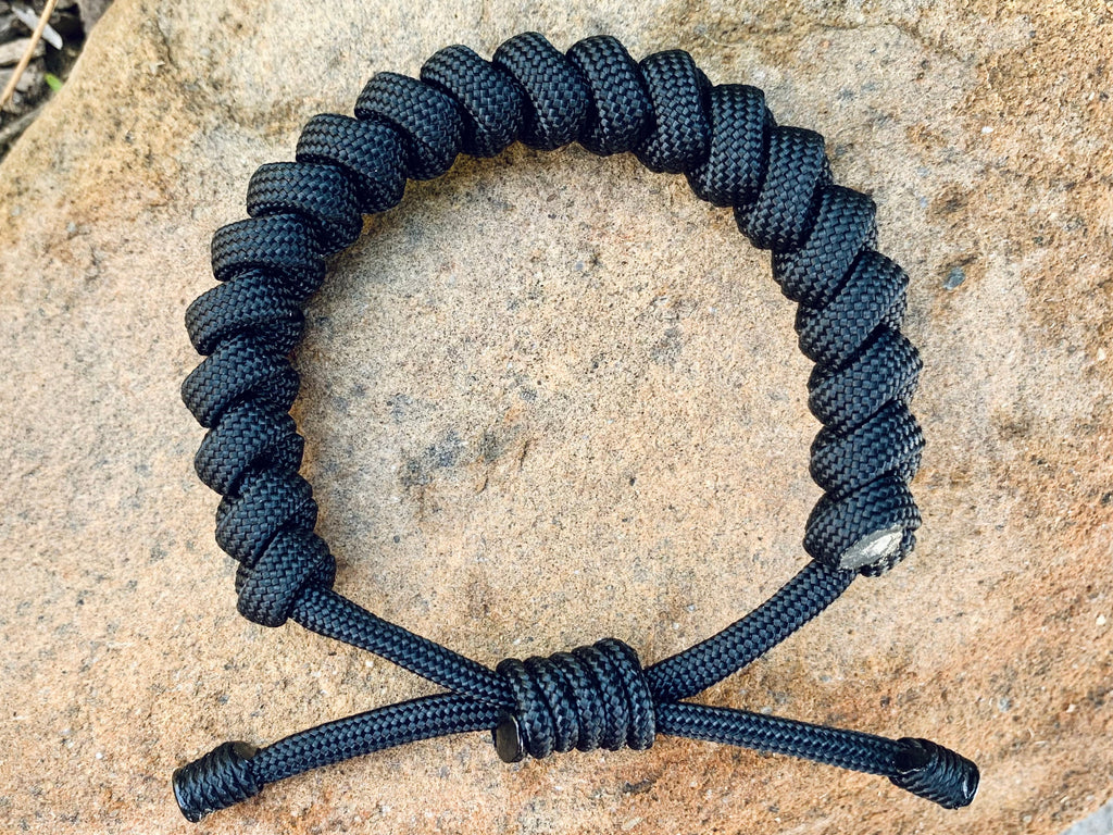 Jet Black 550 Paracord Bracelet – Handwoven in the USA