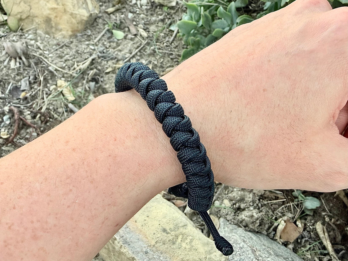 Jet Black 550 Paracord Bracelet – Handwoven in the USA