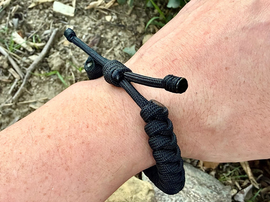Jet Black 550 Paracord Bracelet – Handwoven in the USA