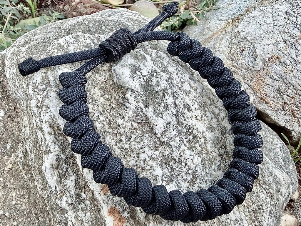 Jet Black 550 Paracord Bracelet – Handwoven in the USA