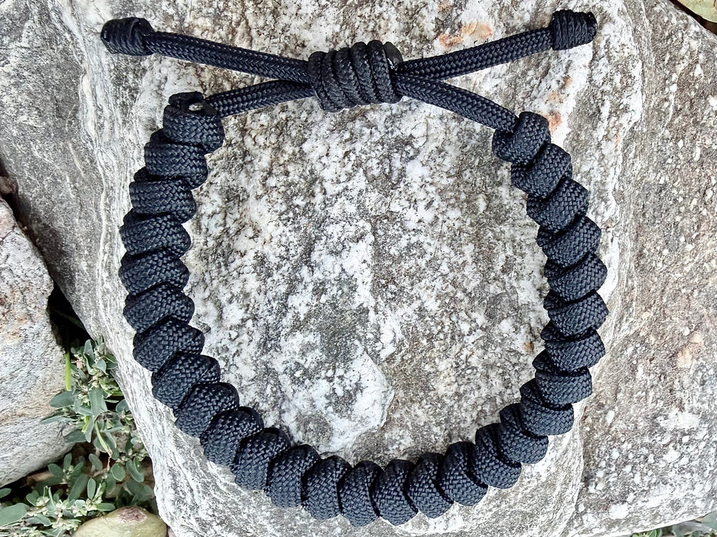Jet Black 550 Paracord Bracelet – Handwoven in the USA